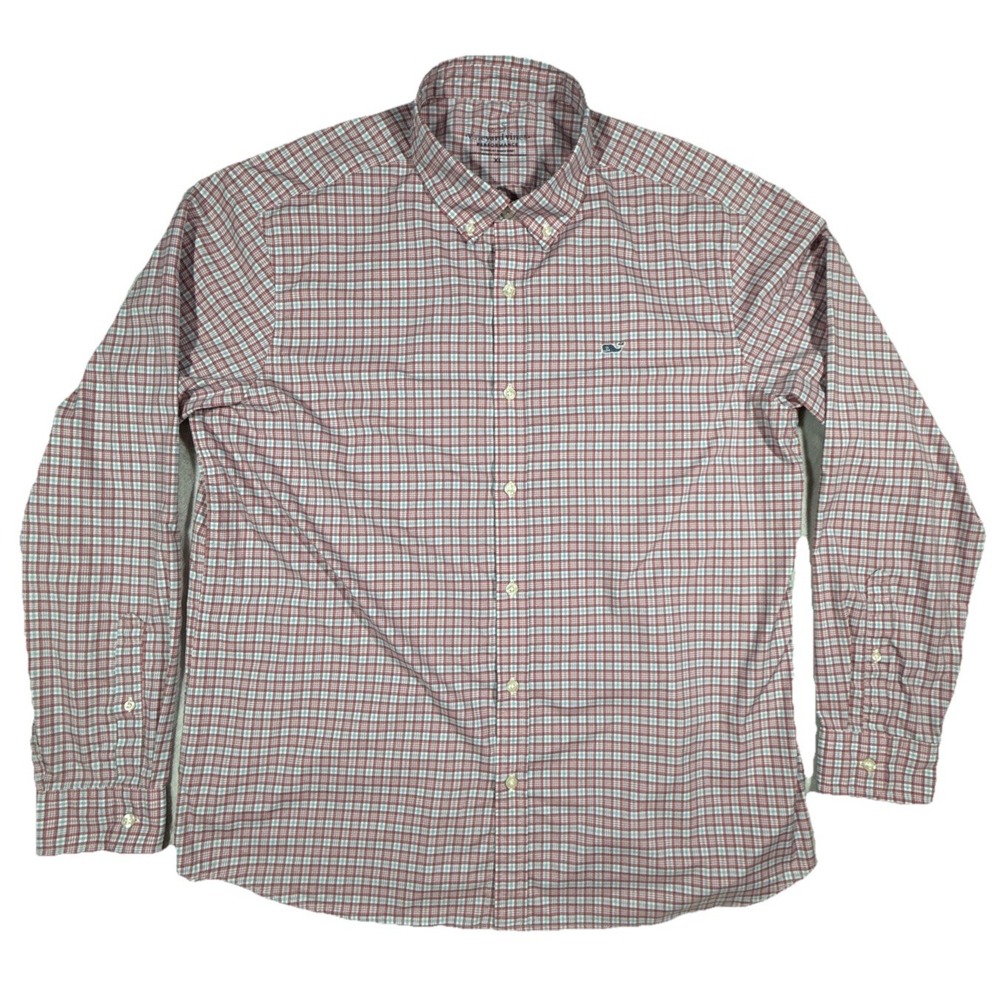 Vineyard Vines Shirt Men XL blue red Plaid Performance Nylon spandex‎ Button Up